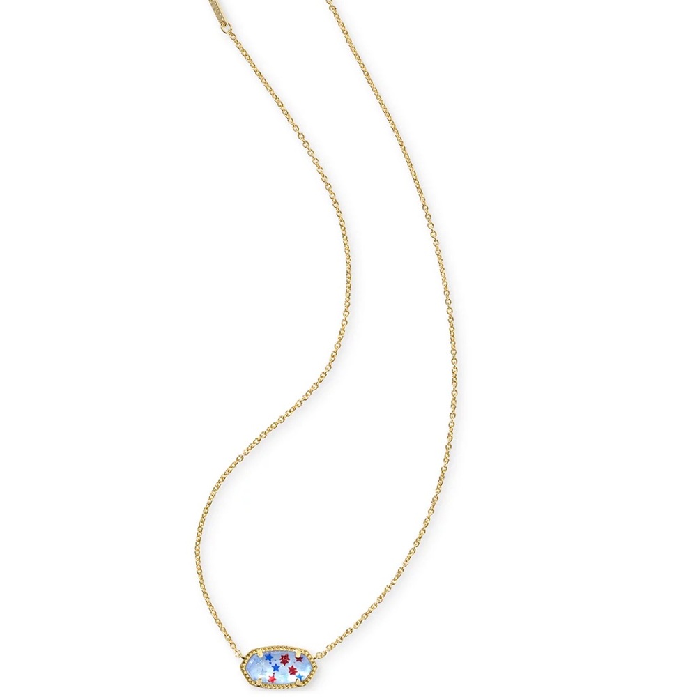 Kendra Scott Glass Stone 14K Gold Plated Over Brass Elisa Stars Pendant Necklace - Picture 2 of 8